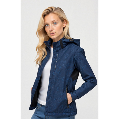 Women printed zipper winter jacket | Hood