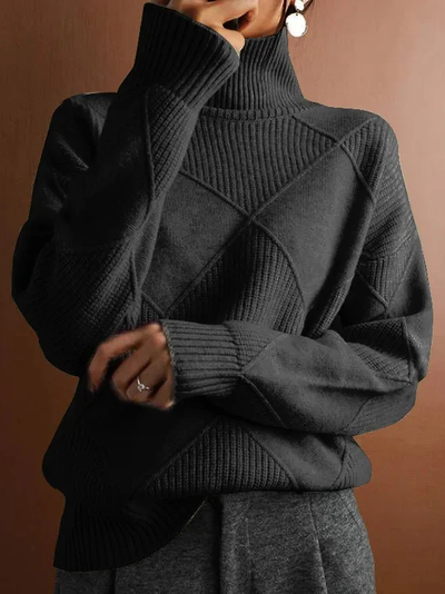 Knitting sweaters with high collar and modern color contrast