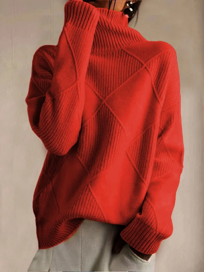 Knitting sweaters with high collar and modern color contrast