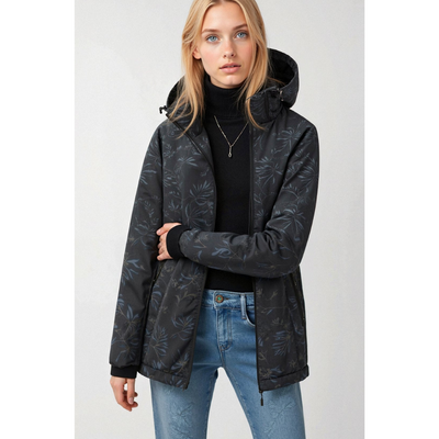 Women printed zipper winter jacket | Hood