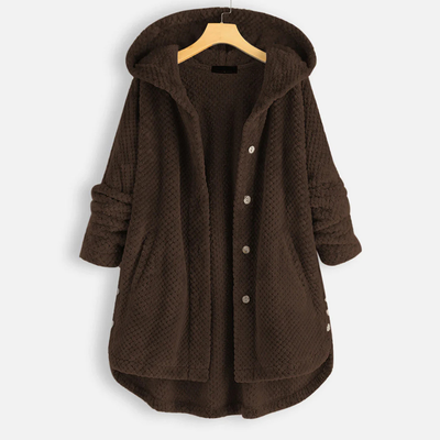 Ladies long winter button down jacket | Hood
