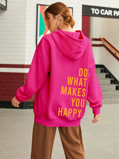 Sweater with a casual text logo design, monochrome style and hood for women