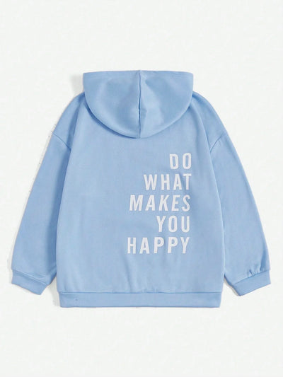 Sweater with a casual text logo design, monochrome style and hood for women