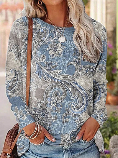 Elegant women's sweater with art printing for winter