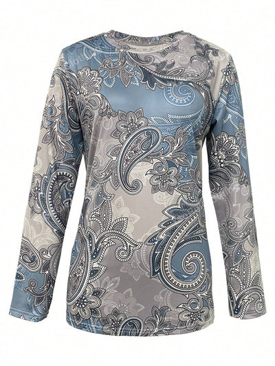 Elegant women's sweater with art printing for winter