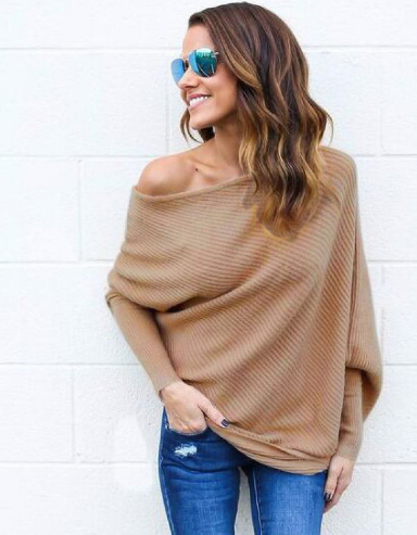 Sweater in seductive off-shoulder style for women