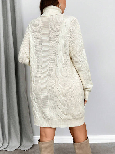 Long knit design sweater with a two -tone look for women