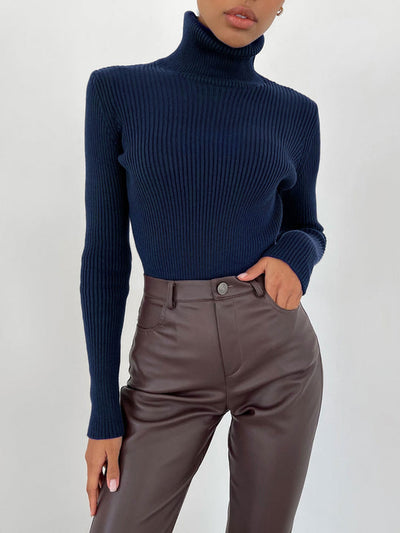 Sweater in stylish two -color design with turtleneck for women