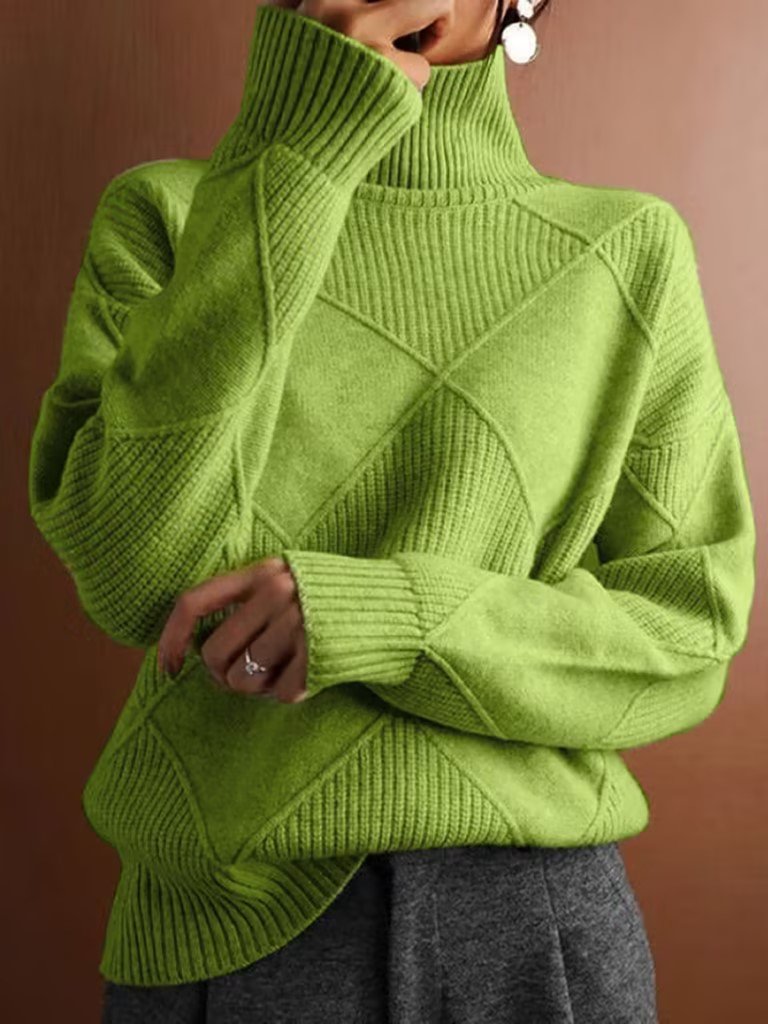 Knitting sweaters with high collar and modern color contrast