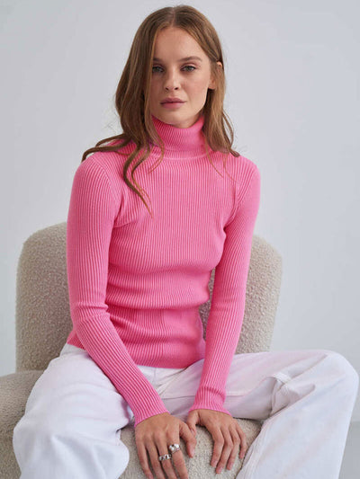 Sweater in stylish two -color design with turtleneck for women