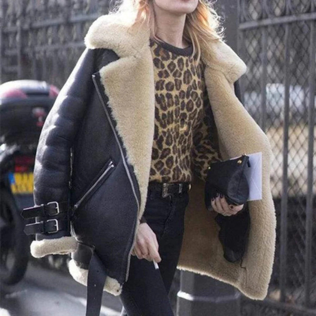 Lizard | Winter Luxe Buckle-Trimmed Aviator Jacket