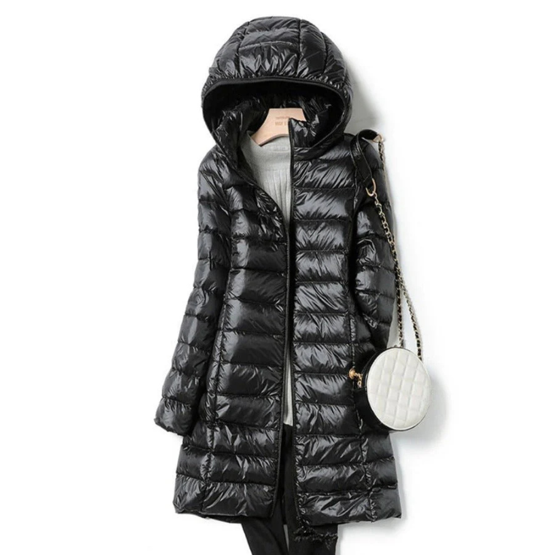Women's long winter buffer jacket | Hood