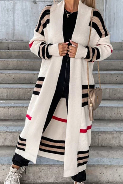 Modern women's sweater with strip pattern, loose & comfortable