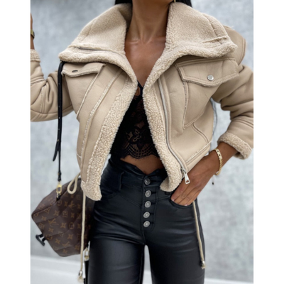 Women's short warm winter jacket | zipper