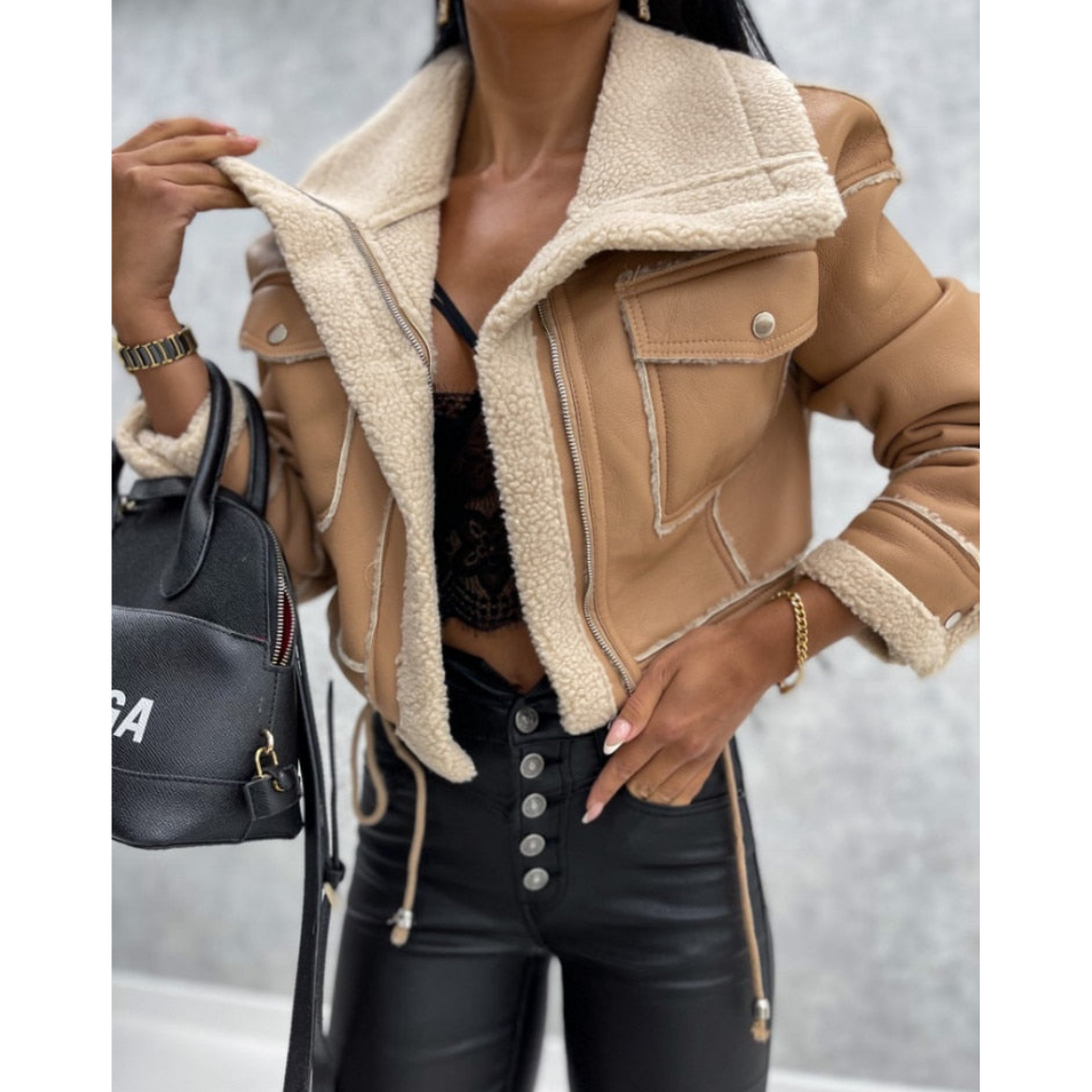 Women's short warm winter jacket | zipper