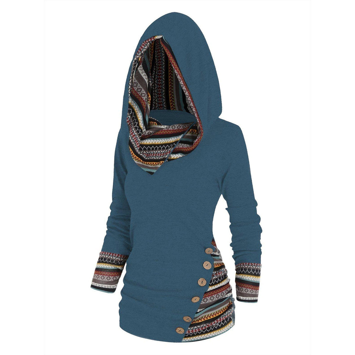 Relaxed hoodie with a tribal pattern