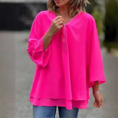 Lorelai | Chiffon Zipper Top
