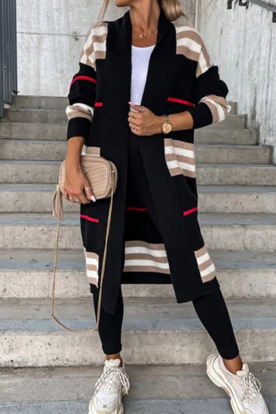 Modern women's sweater with strip pattern, loose & comfortable