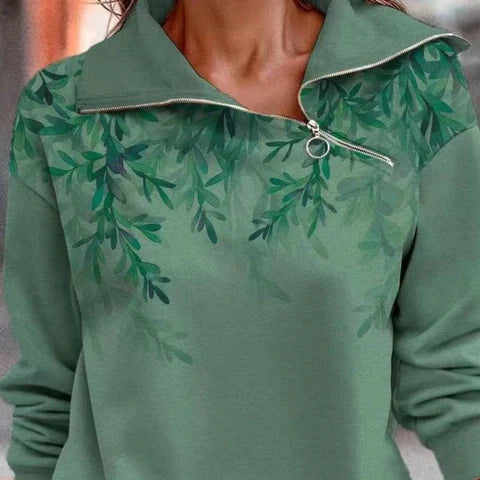 Green sweater with zipper for autumn/winter