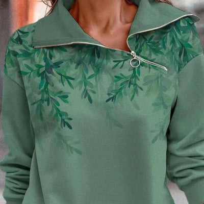 Green sweater with zipper for autumn/winter