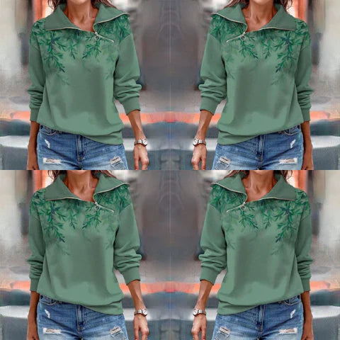 Green sweater with zipper for autumn/winter