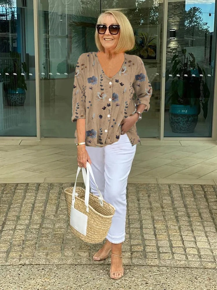 Joanne | Printed Button Top