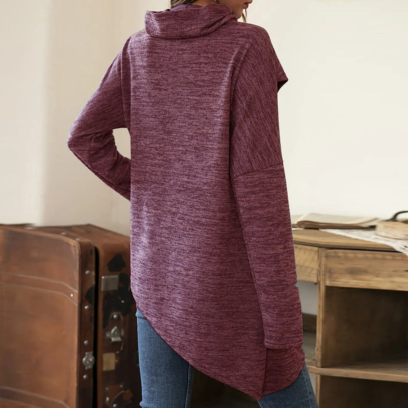 AsymWrap Cozy Tunic Pullover