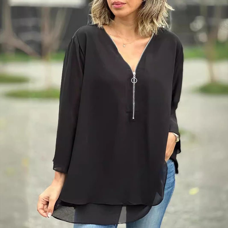 Lorelai | Chiffon Zipper Top