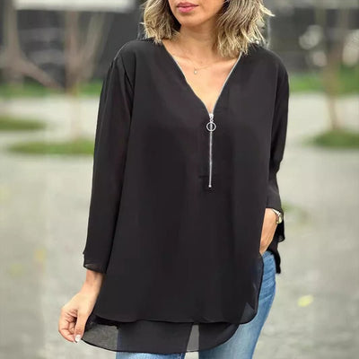 Lorelai | Chiffon Zipper Top