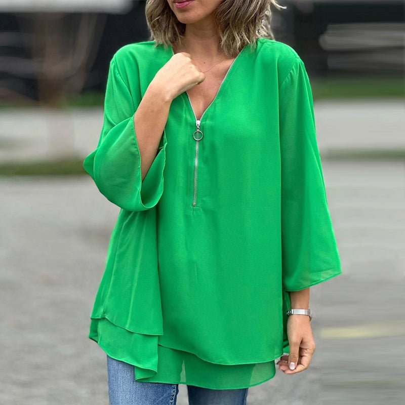 Lorelai | Chiffon Zipper Top