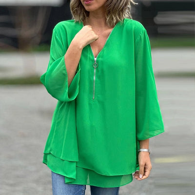 Lorelai | Chiffon Zipper Top