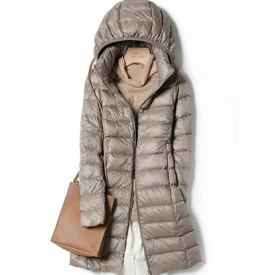 Women's long winter buffer jacket | Hood