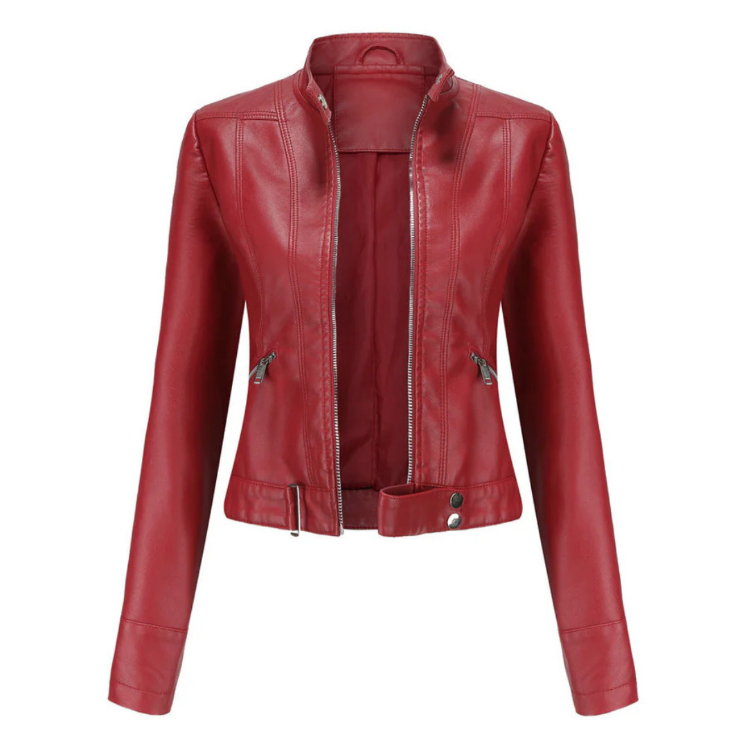 Women's zipper short biker jacket | Long -sleeved