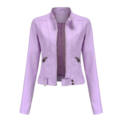 Women's zipper short biker jacket | Long -sleeved