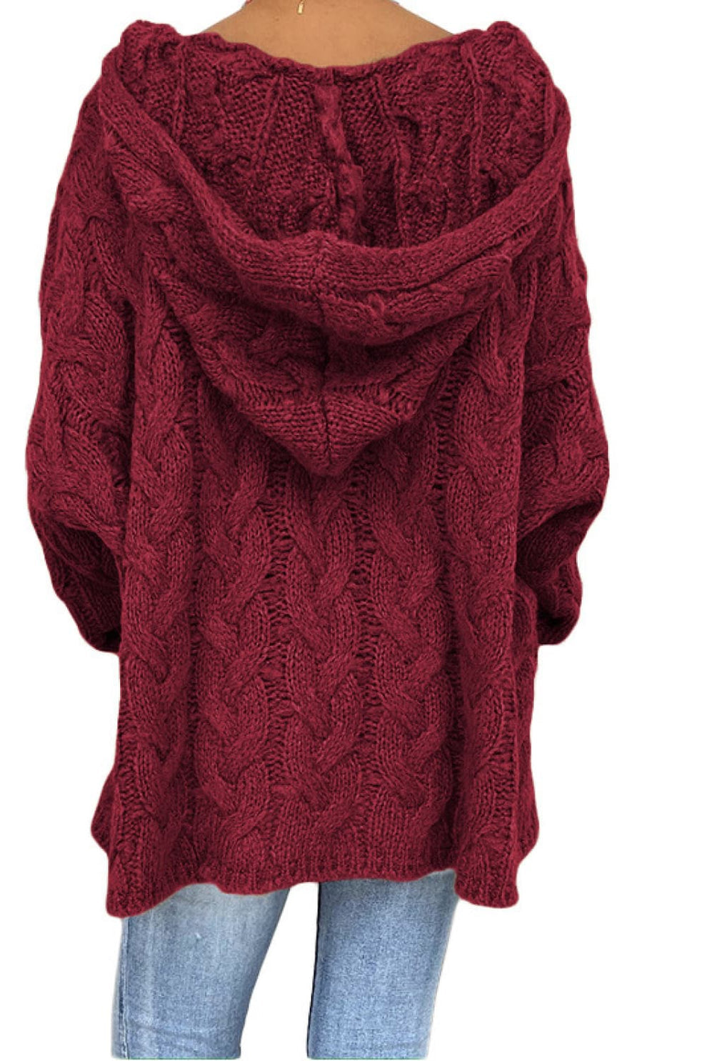 Sweaters made of soft cable knit with hood for women