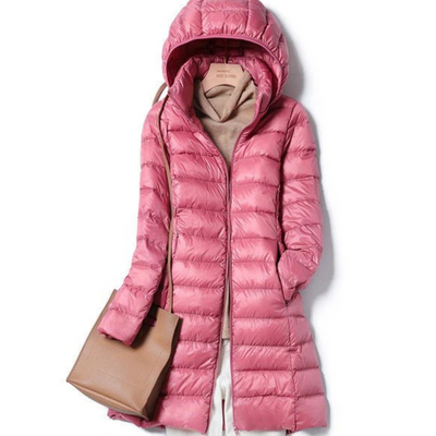 Women's long winter buffer jacket | Hood