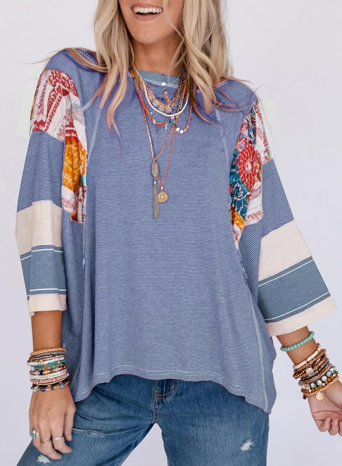Lizzy | Striped Patch Top