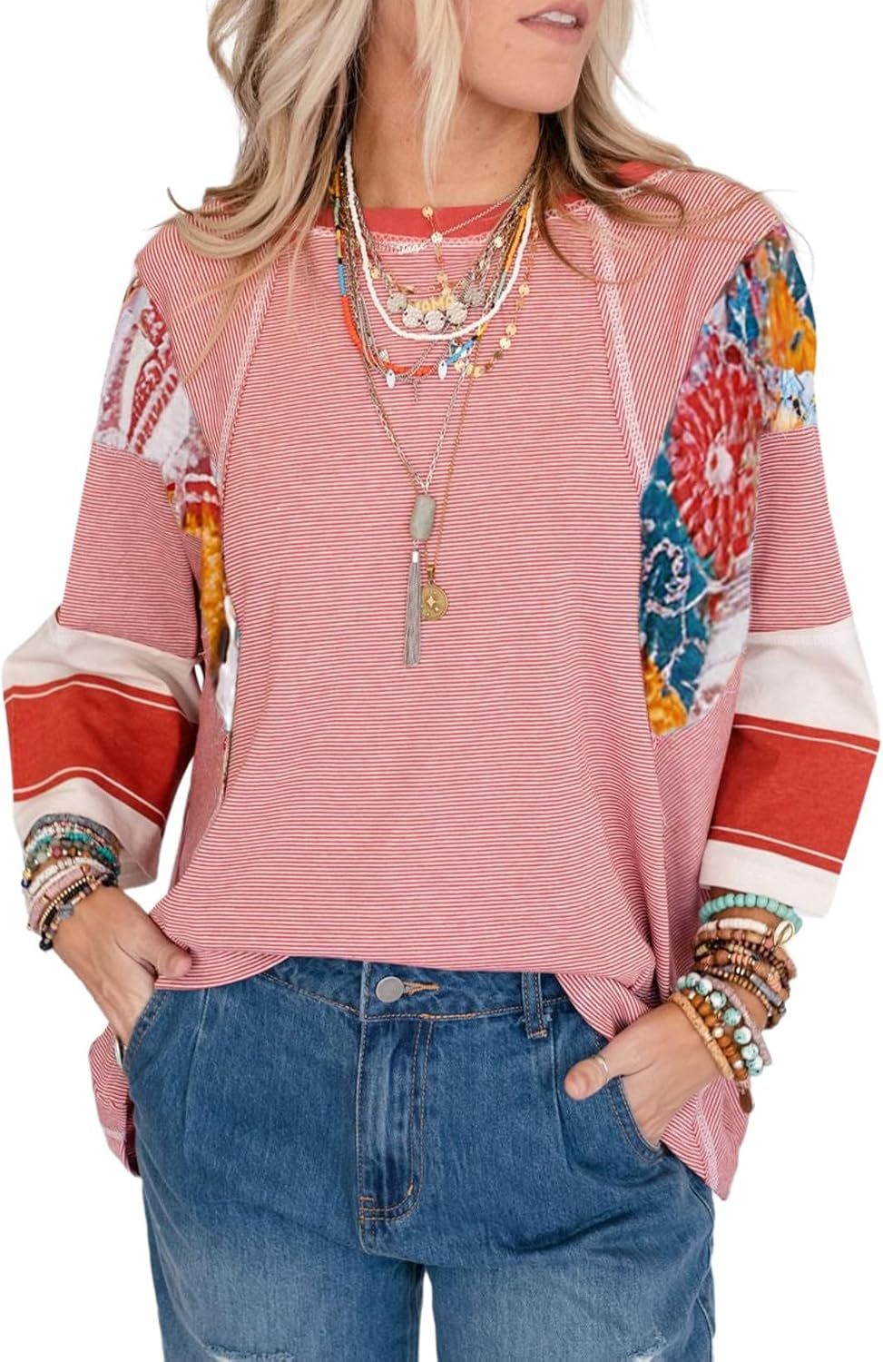 Lizzy | Striped Patch Top