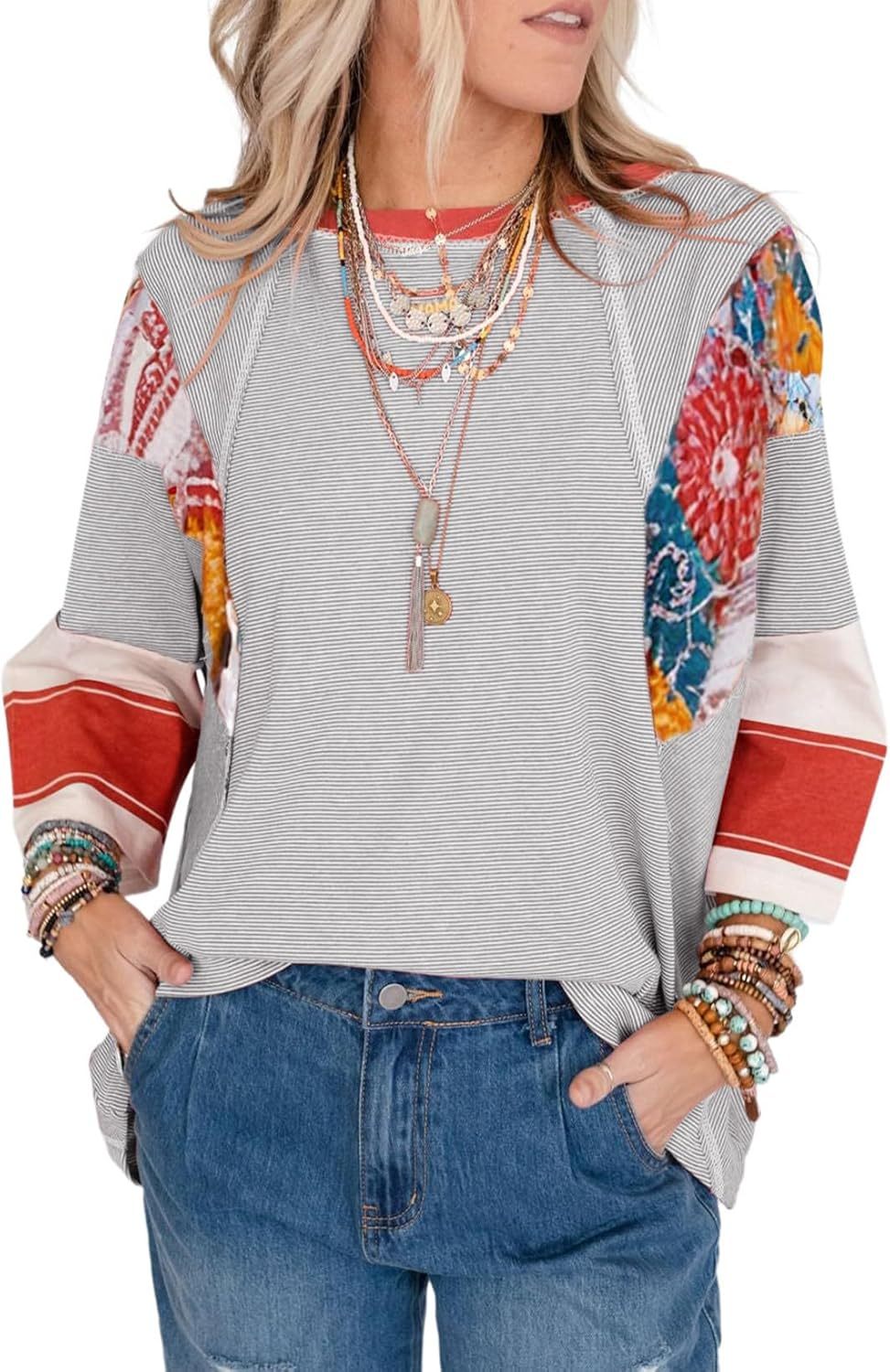Lizzy | Striped Patch Top