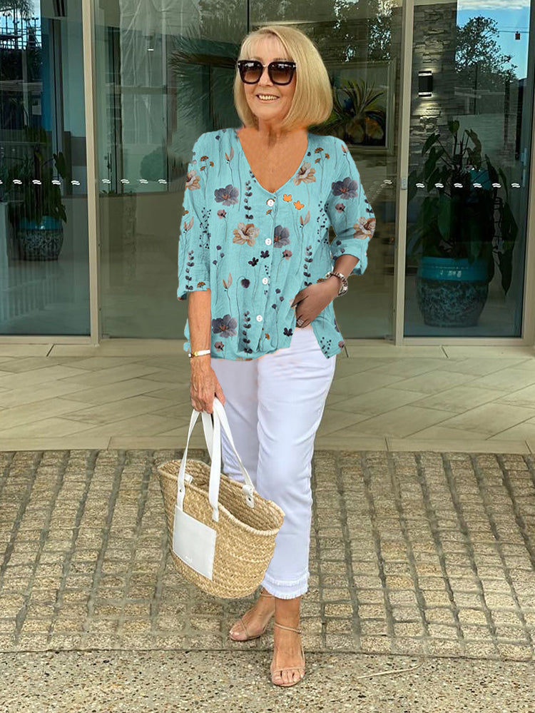 Joanne | Printed Button Top