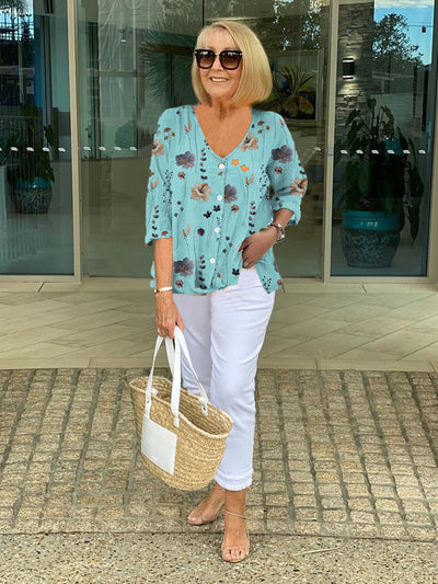 Joanne | Printed Button Top
