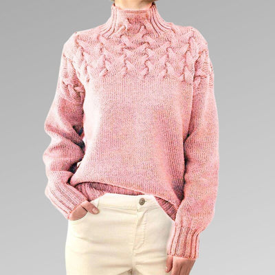 Sweater with elegant and warm turtleneck, cross-stitch design, unisex
