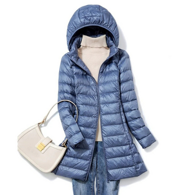 Women's long winter buffer jacket | Hood