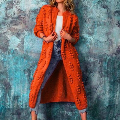 Long female sweater with wave pattern - warm & elegant