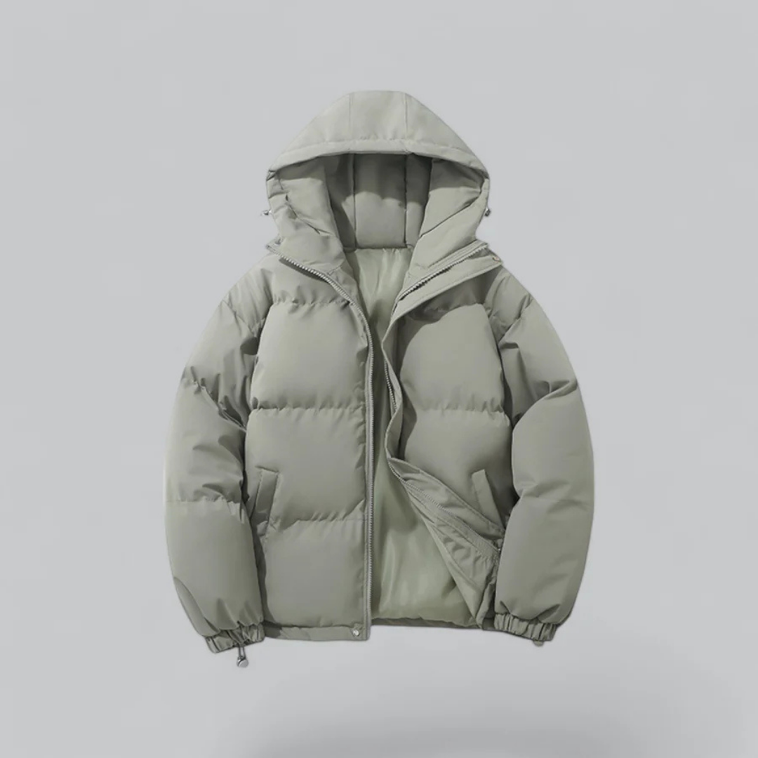 Unisex buffer short hood jacket | zipper