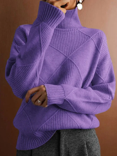 Knitting sweaters with high collar and modern color contrast