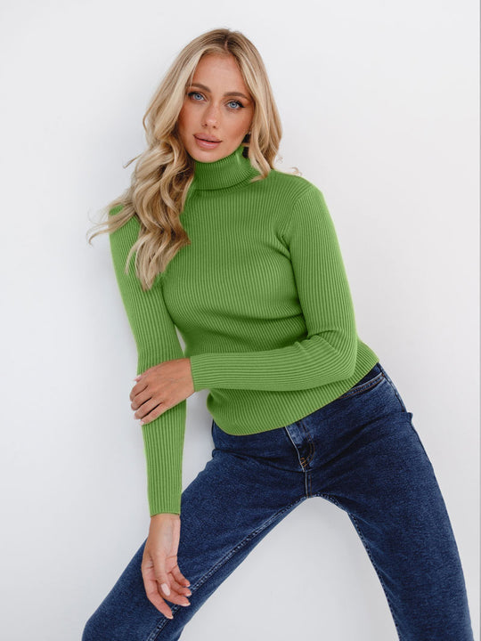 Sweater in stylish two -color design with turtleneck for women