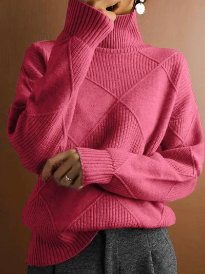 Knitting sweaters with high collar and modern color contrast