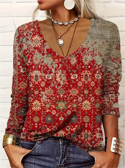 Chic sweater with red print