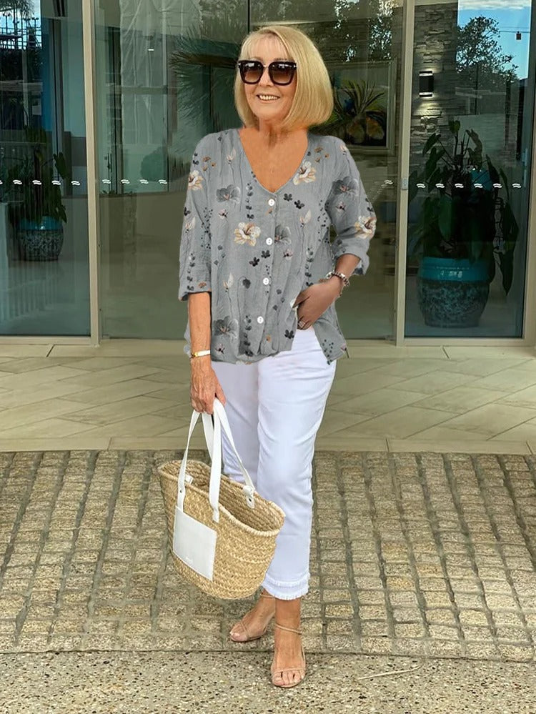 Joanne | Printed Button Top